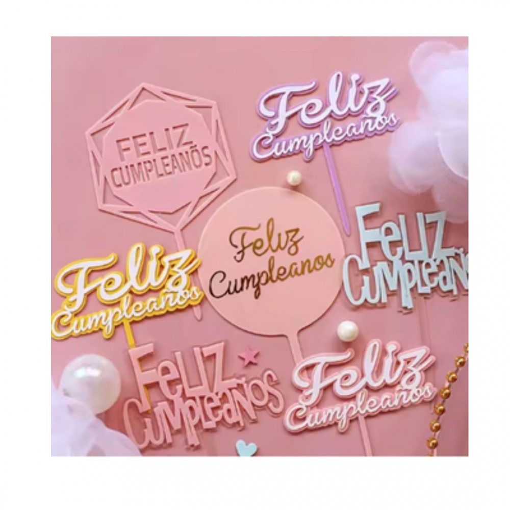 TOPPER FELIZ CUMPLEAÑOS TENDENCIA