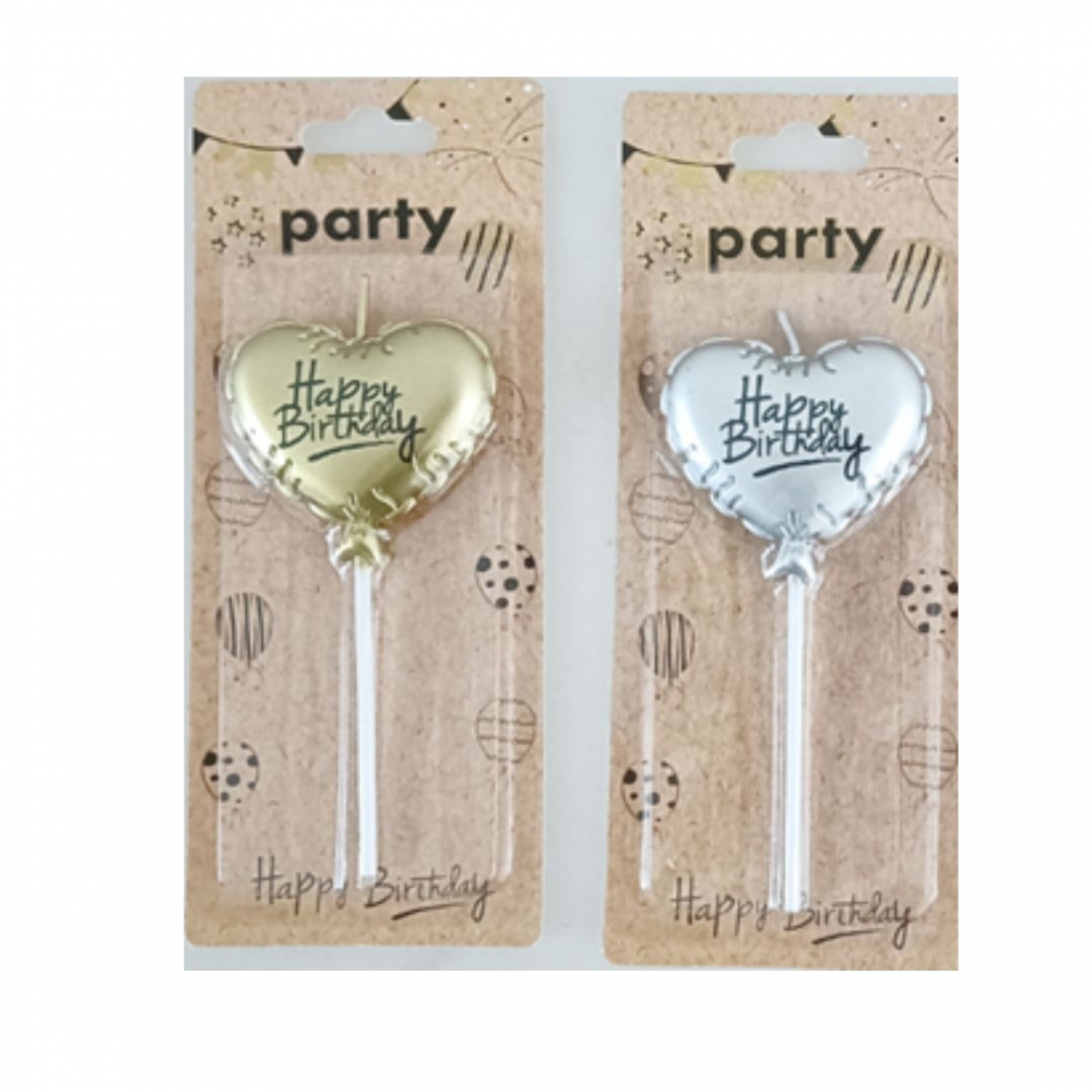 VELA GLOBO CORAZON METALIZADO