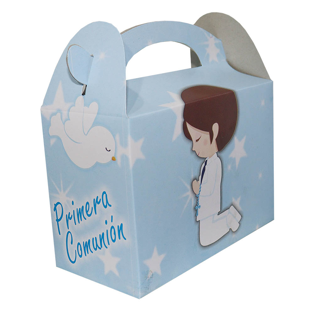 CAJA TEMATICA X 6 P/COMUNION AZUL