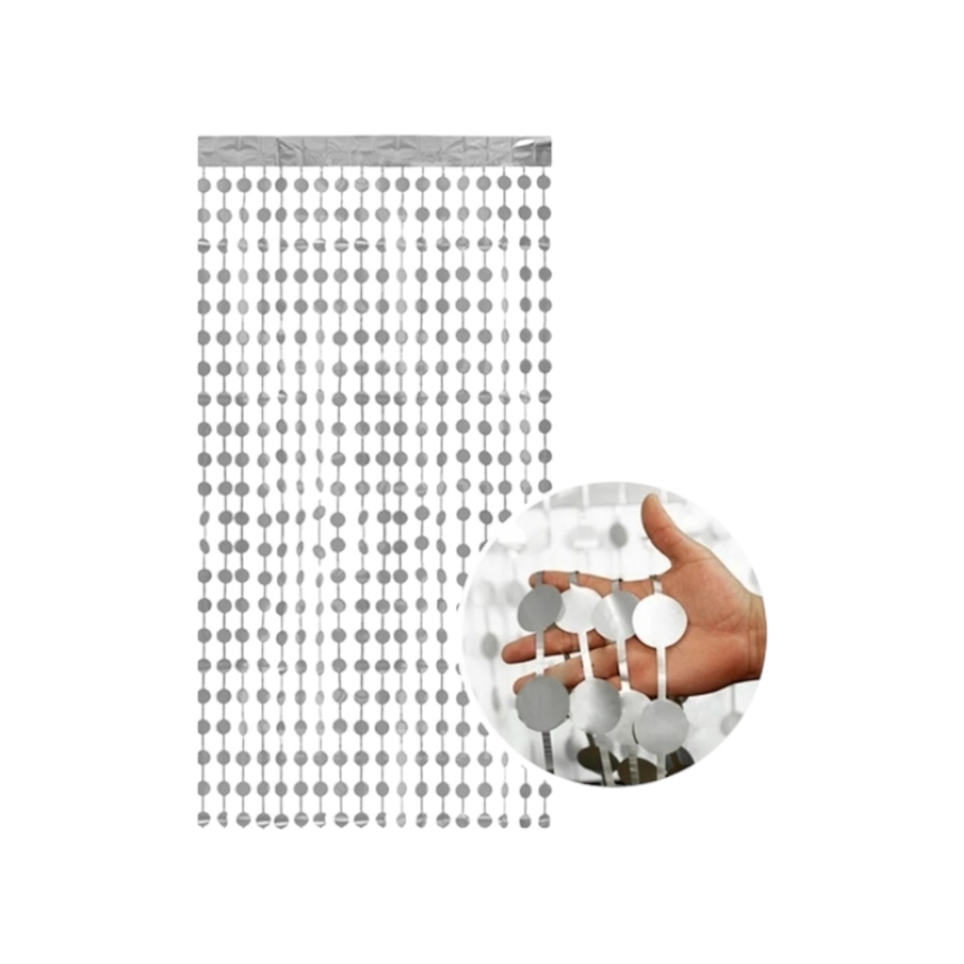 CORTINA CIRCULOS  PLATEADO