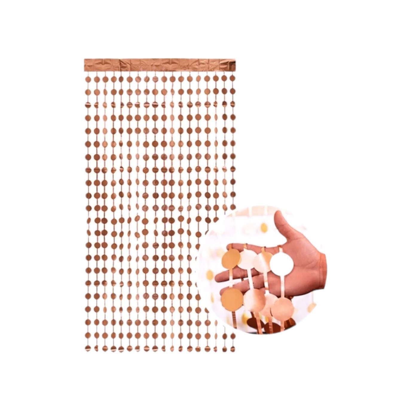 CORTINA CIRCULOS  ORO ROSA