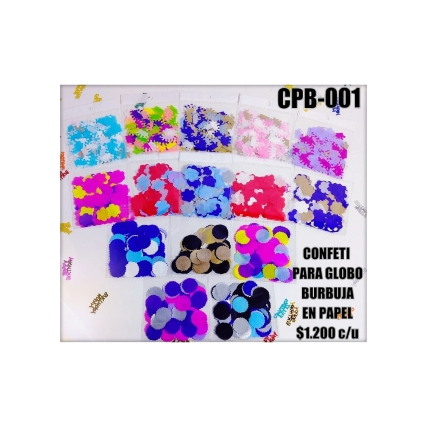 CONFETI PARA GLOBO BURBUJA PAPEL  