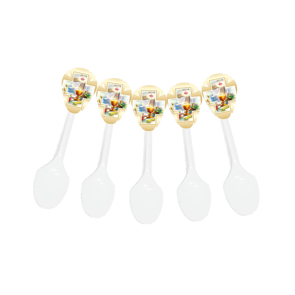 CUBIERTO TEMATICO X 20 P/COMUNION DORADO