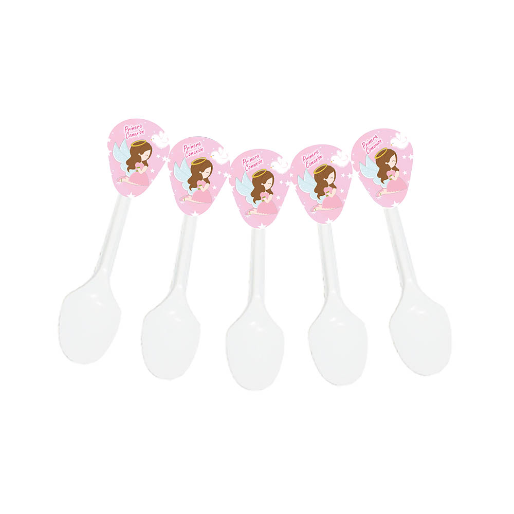 CUBIERTO TEMATICO X 20 P/COMUNION ROSADO