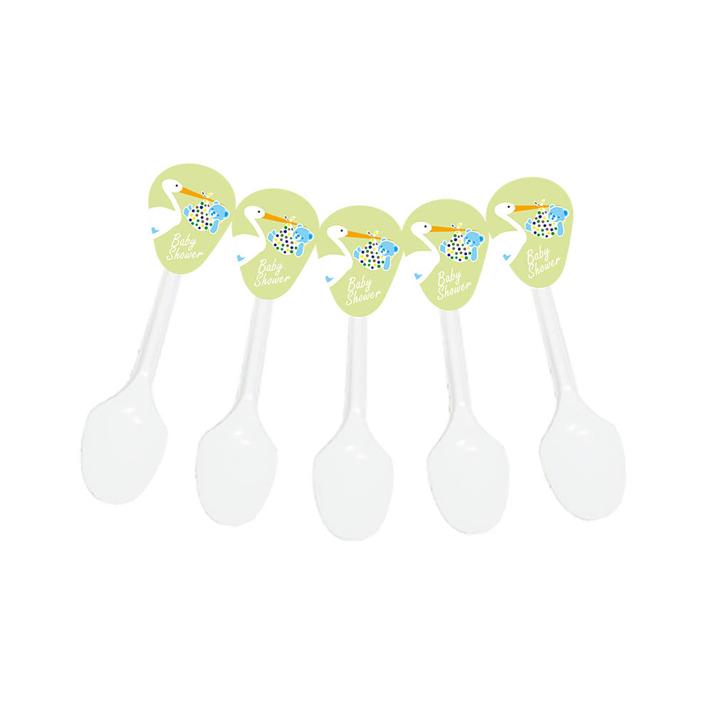 CUBIERTO TEMATICO X 20 SHOWER CIGUENA VERDE