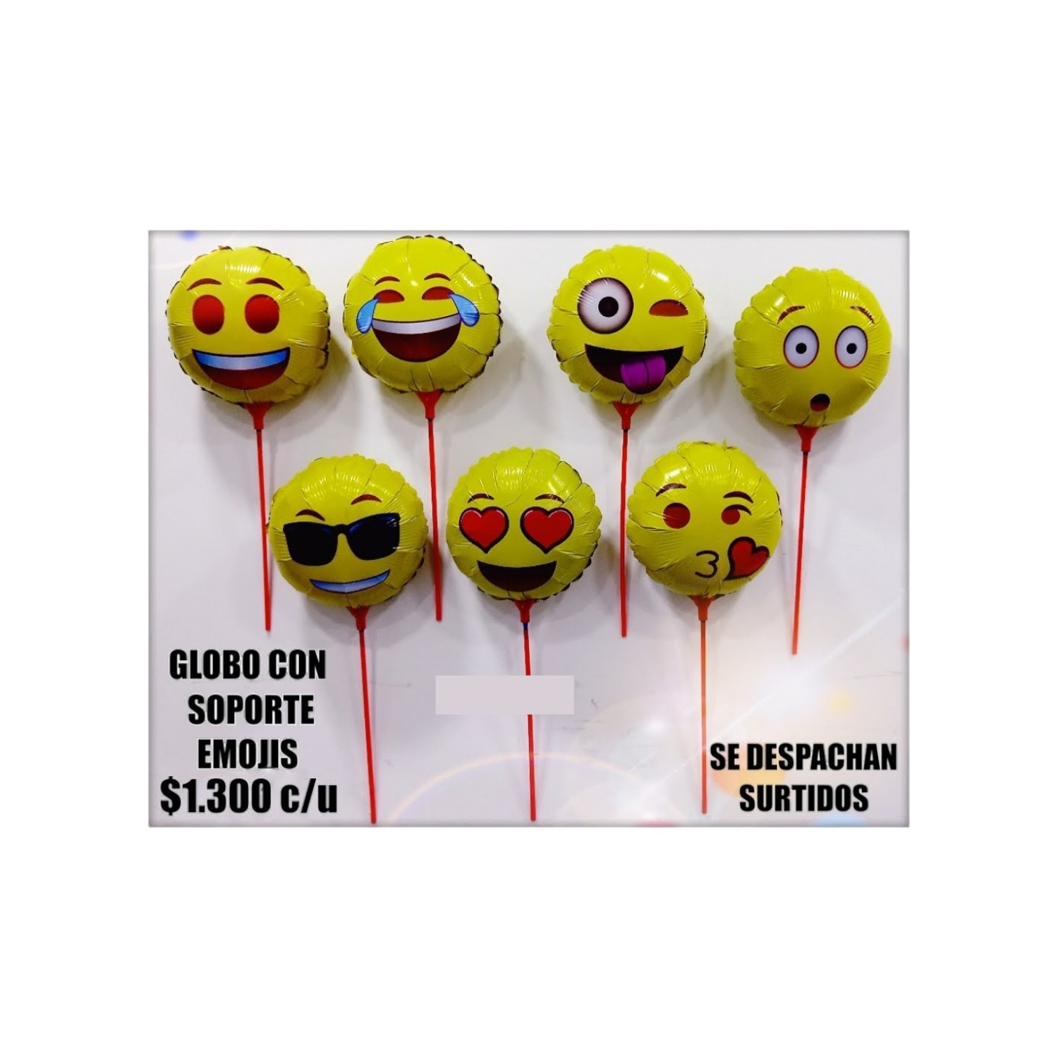 GLOBO METAL CON SOPORTE EMOJIS   