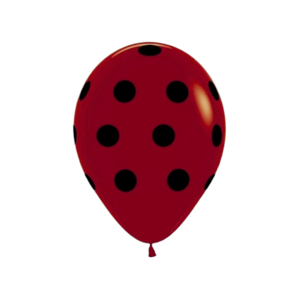 GLOBO SURTI R12X50 POLKA  ROJO - PUNTOS NEGROS