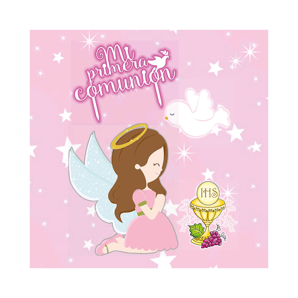 MANTEL TEMATICO P/COMUNION ROSADO