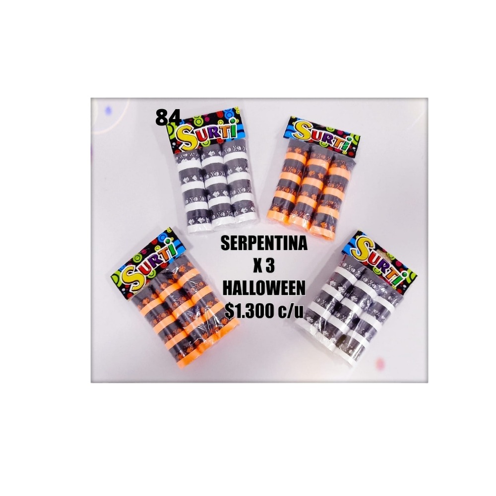 SERPENTINA  X3 HALLO/NEGRO/NARANJA/ESTAMPADA  