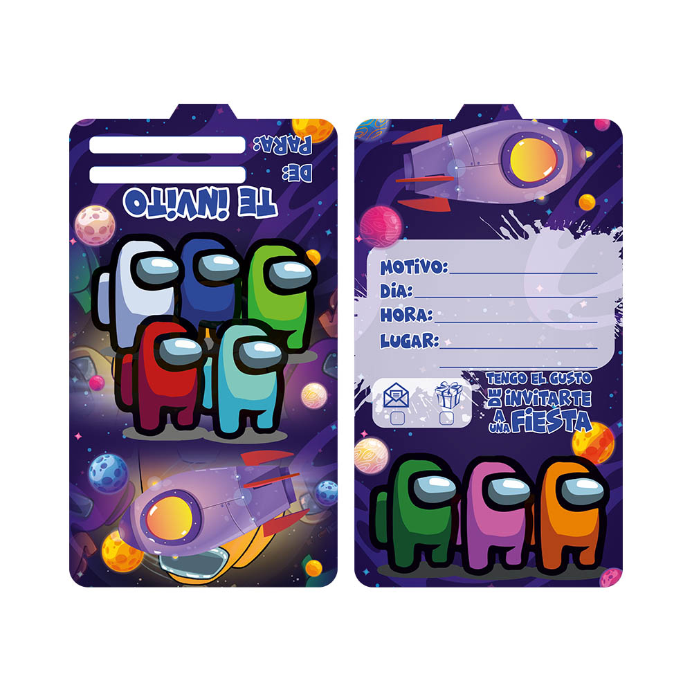 TARJETA INFANTIL X 12 AMONG US 