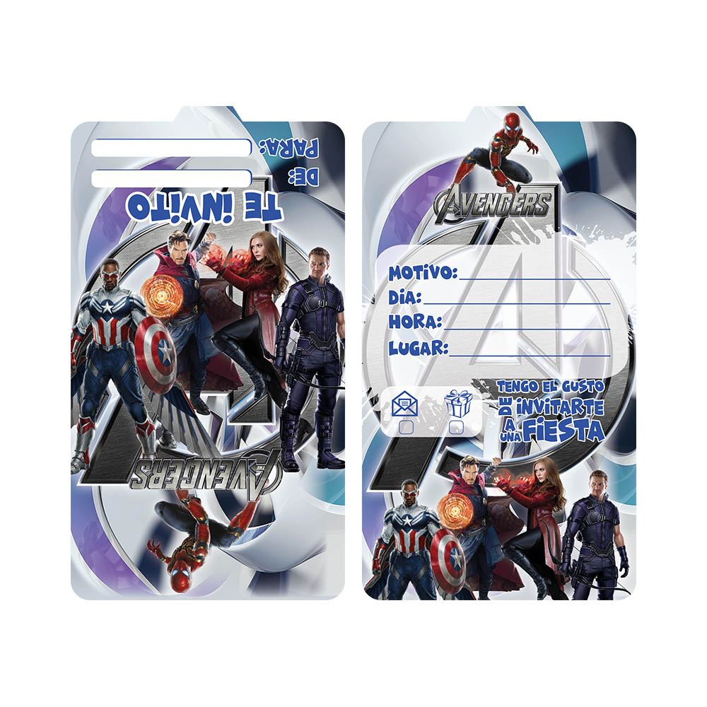 TARJETA INFANTIL X 12 AVENGERS 