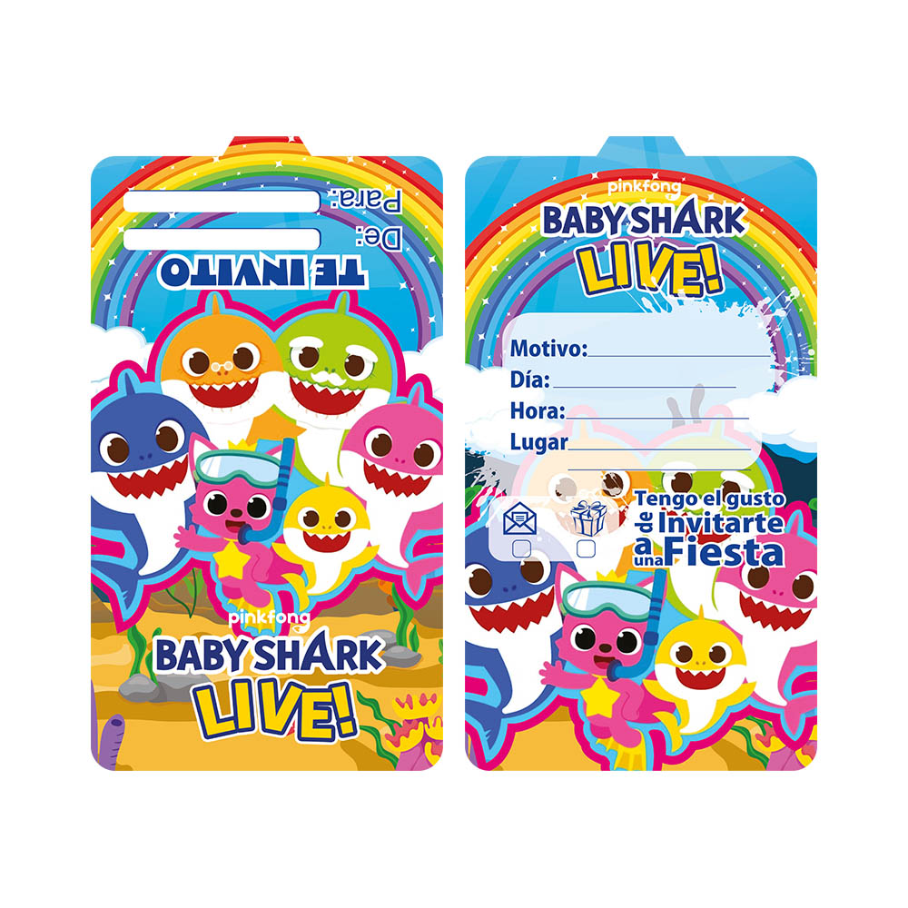 TARJETA INFANTIL X 12 BABY SHARK 