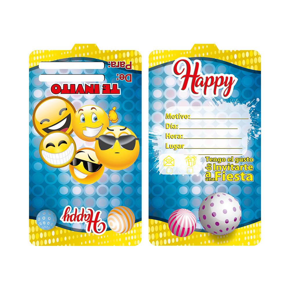 TARJETA TEMATICO X 12 EMOTICONES 