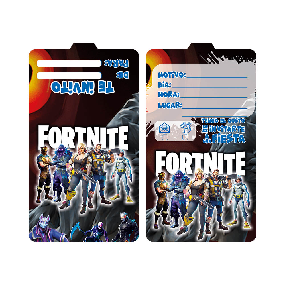 TARJETA TEMATICO X 12 FORTNITE 