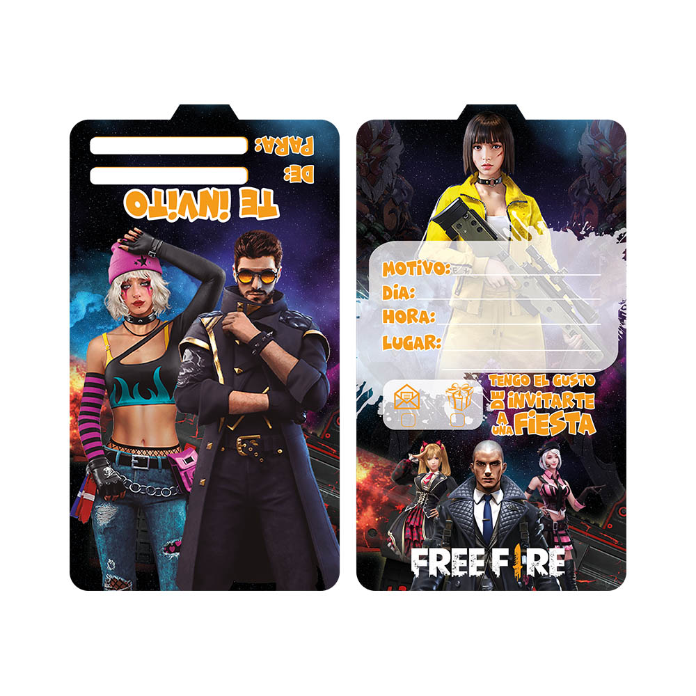 TARJETA INFANTIL X 12 FREE FIRE 