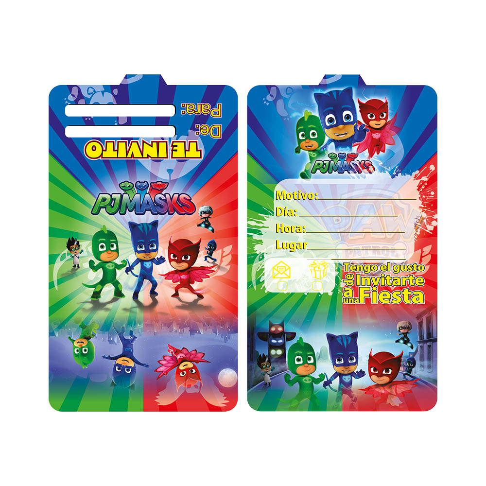 TARJETA INFANTIL X 12 HEROES EN PIJAMA 