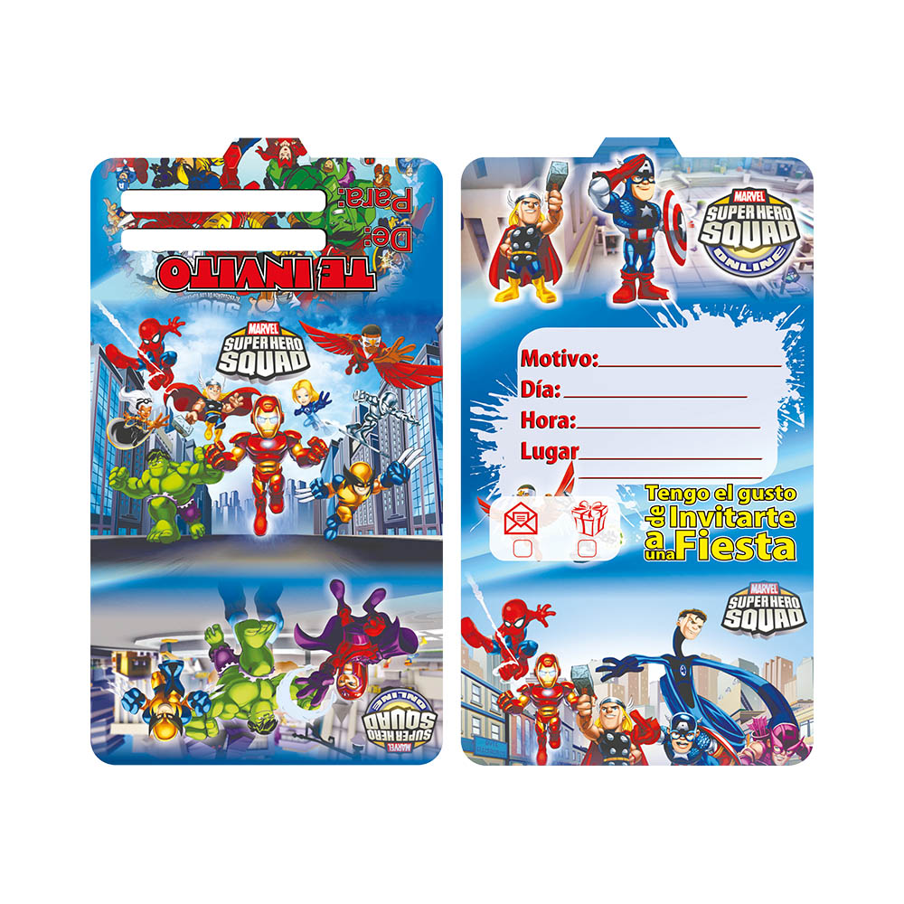TARJETA INFANTIL X 12 HEROES MARVEL 