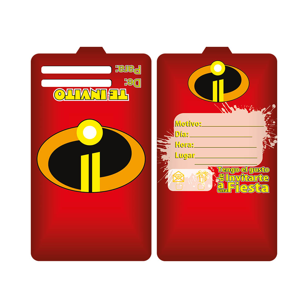 TARJETA TEMATICO X 12 INCREIBLES ESCUDO 