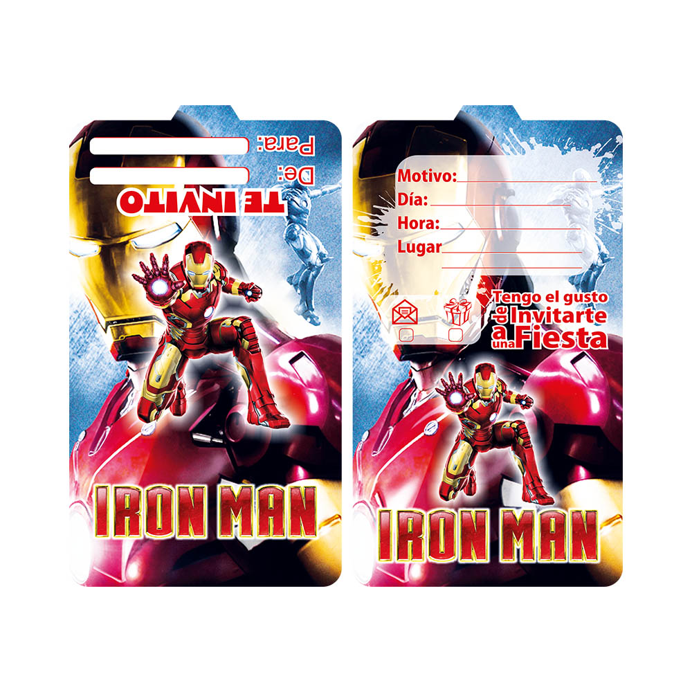 TARJETA TEMATICO X 12 IRON MAN 