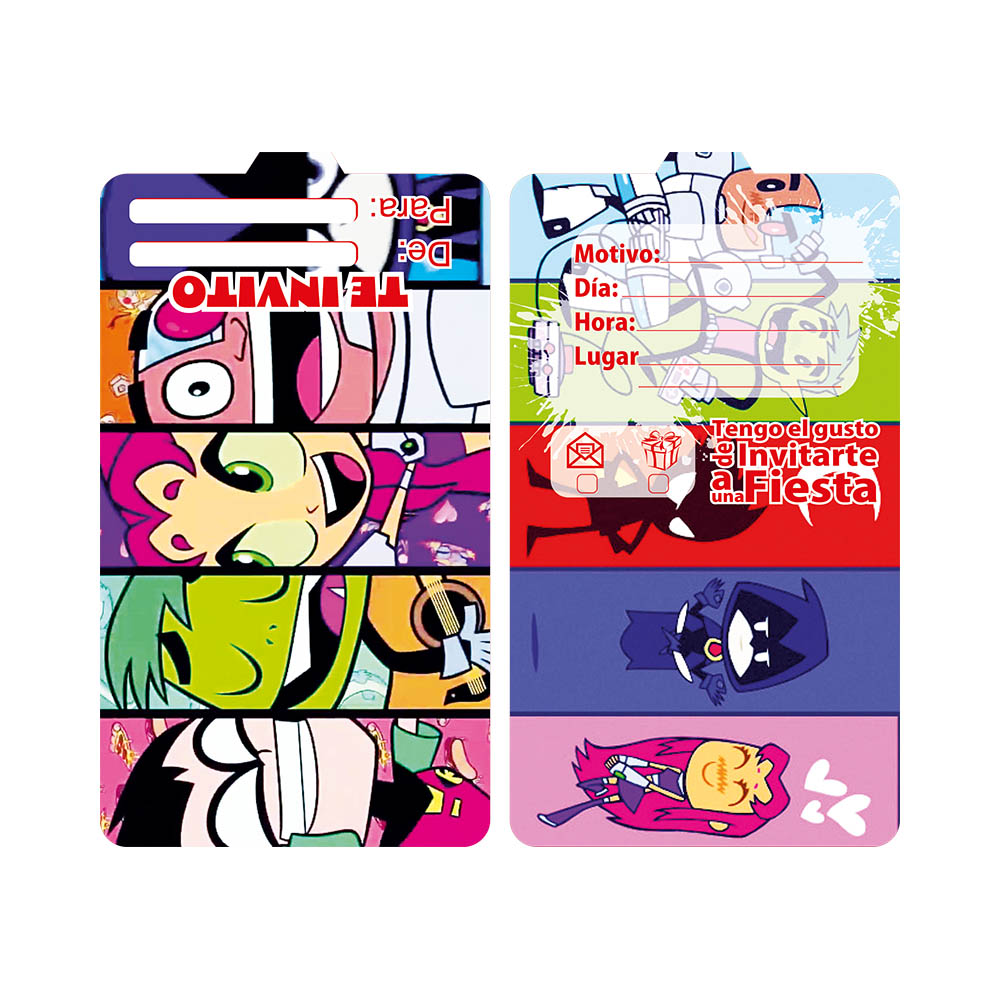 TARJETA INFANTIL X 12 JOVENES TITANES 