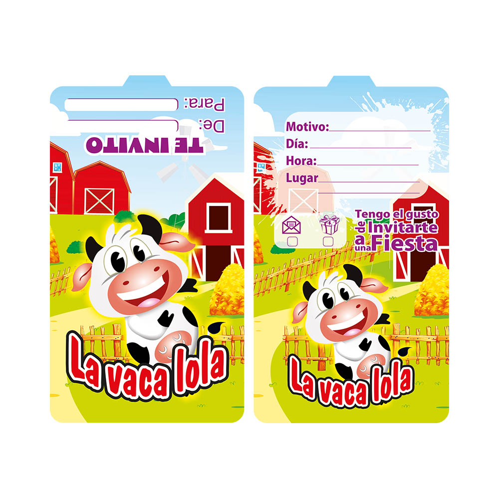 TARJETA INFANTIL X 12 LA VACA LOLA 