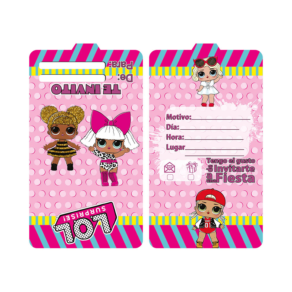 TARJETA INFANTIL X 12 LOL 