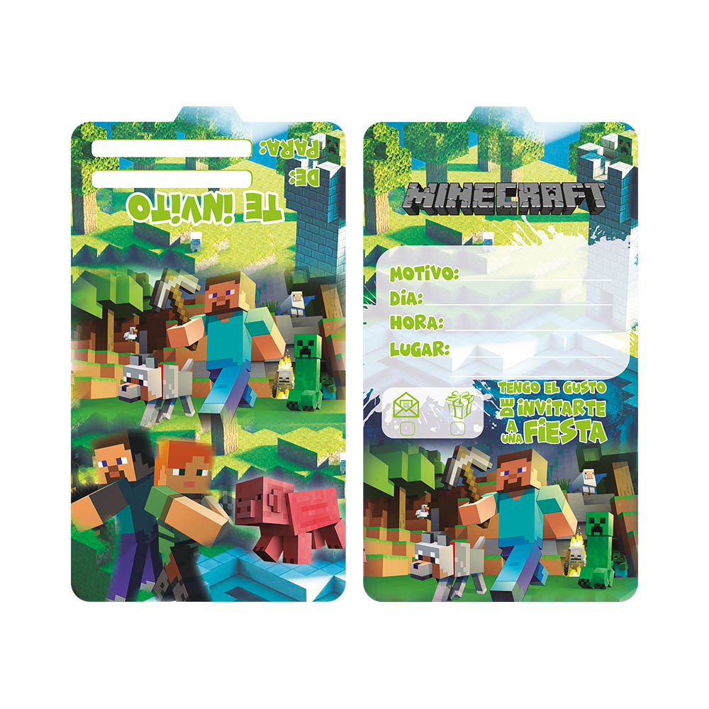 TARJETA INFANTIL X 12 MINECRAFT 