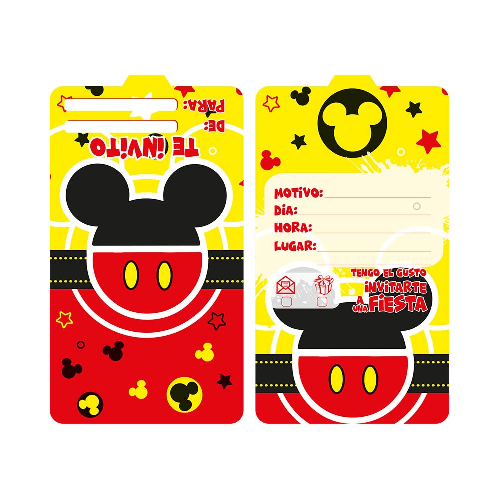 TARJETA TEMATICO X 12 OREJAS MICKEY 