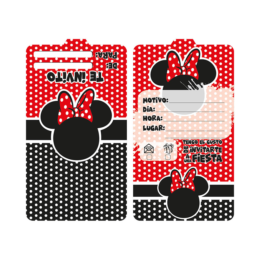 TARJETA TEMATICO X 12 OREJAS MINNIE 