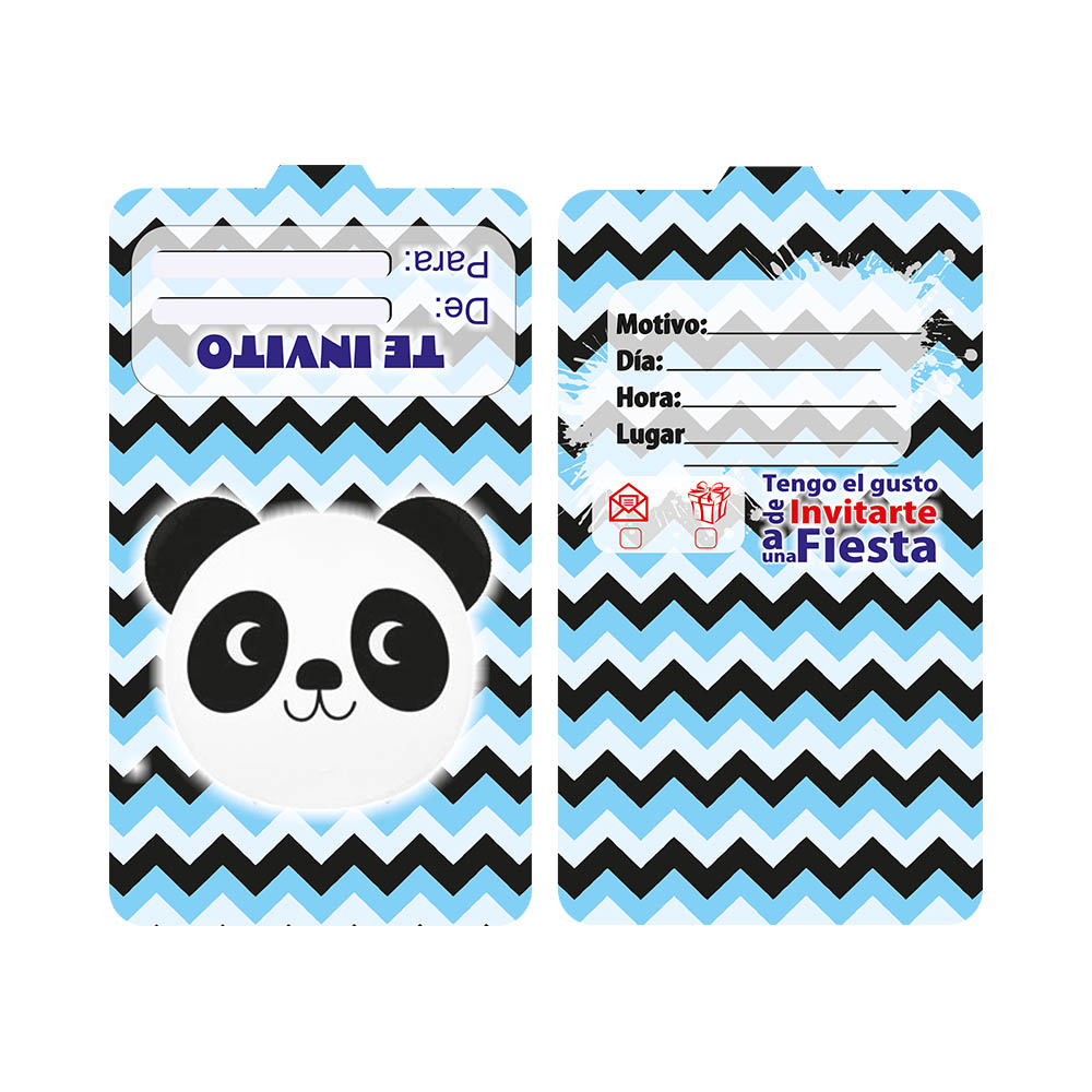 TARJETA INFANTIL X 12 PANDA AZUL 