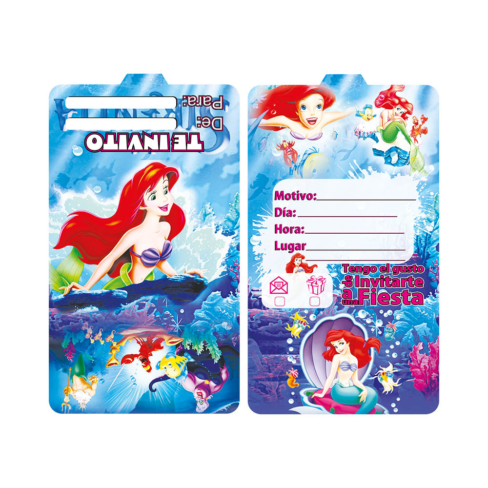 TARJETA INFANTIL X 12 SIRENITA 