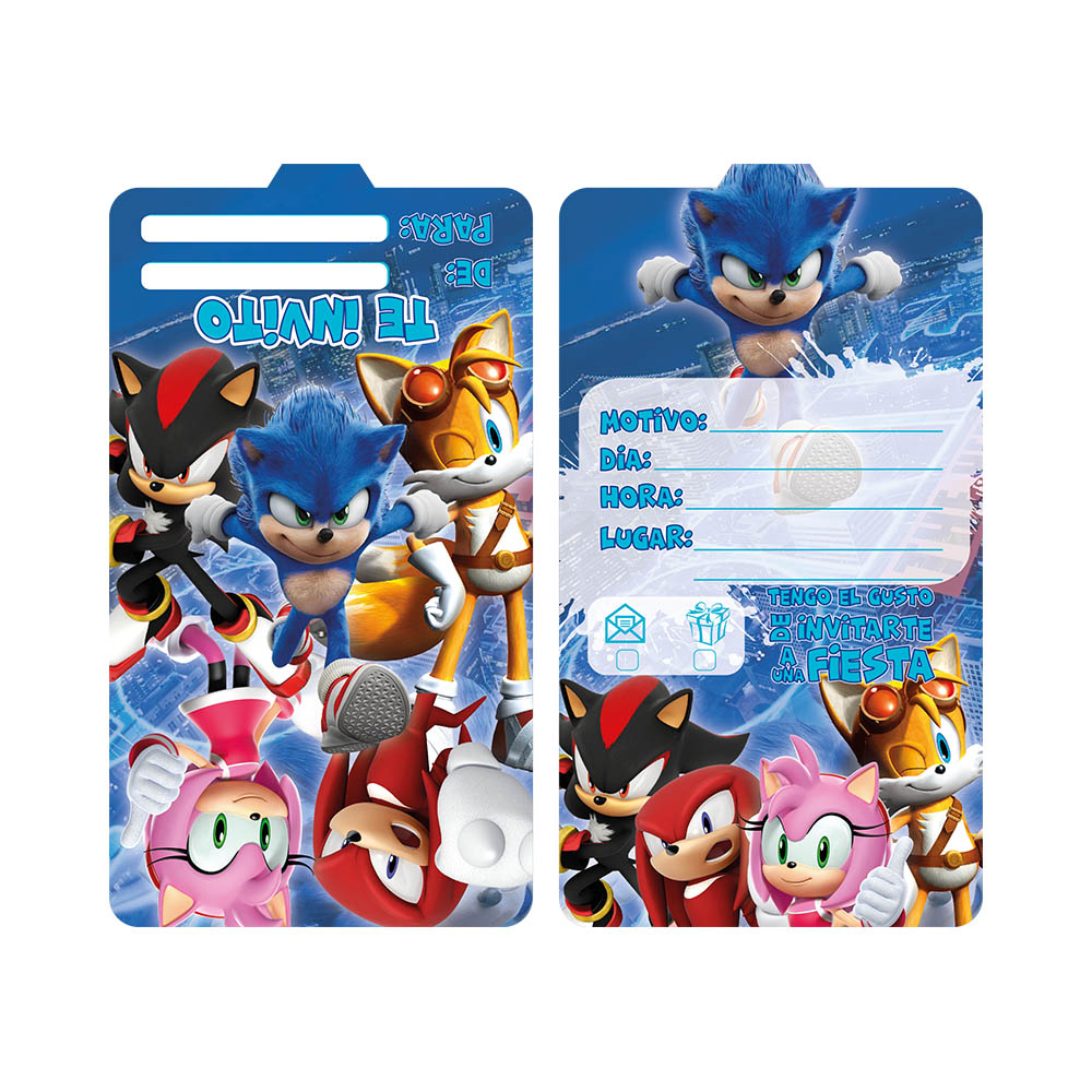 TARJETA INFANTIL X 12 SONIC 