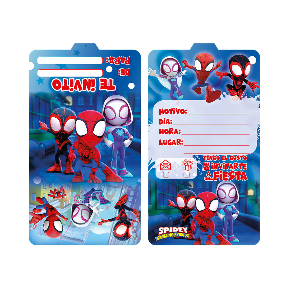 TARJETA INFANTIL X 12 SPIDEY Y SUS AMIGOS 