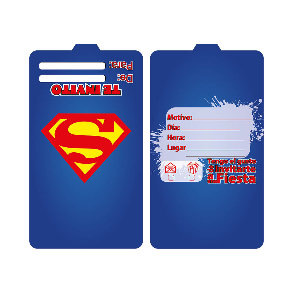 TARJETA TEMATICO X 12 SUPERMAN ESCUDO 