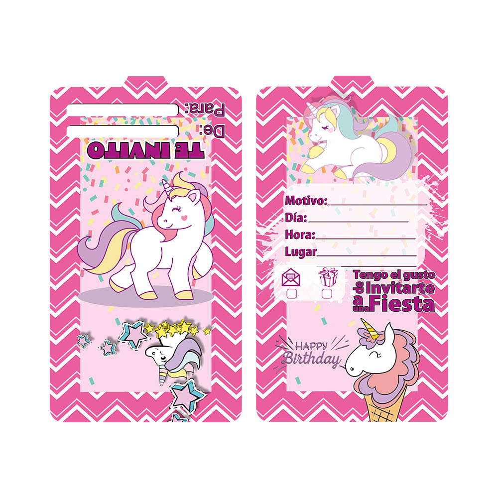 TARJETA INFANTIL X 12 UNICORNIO 