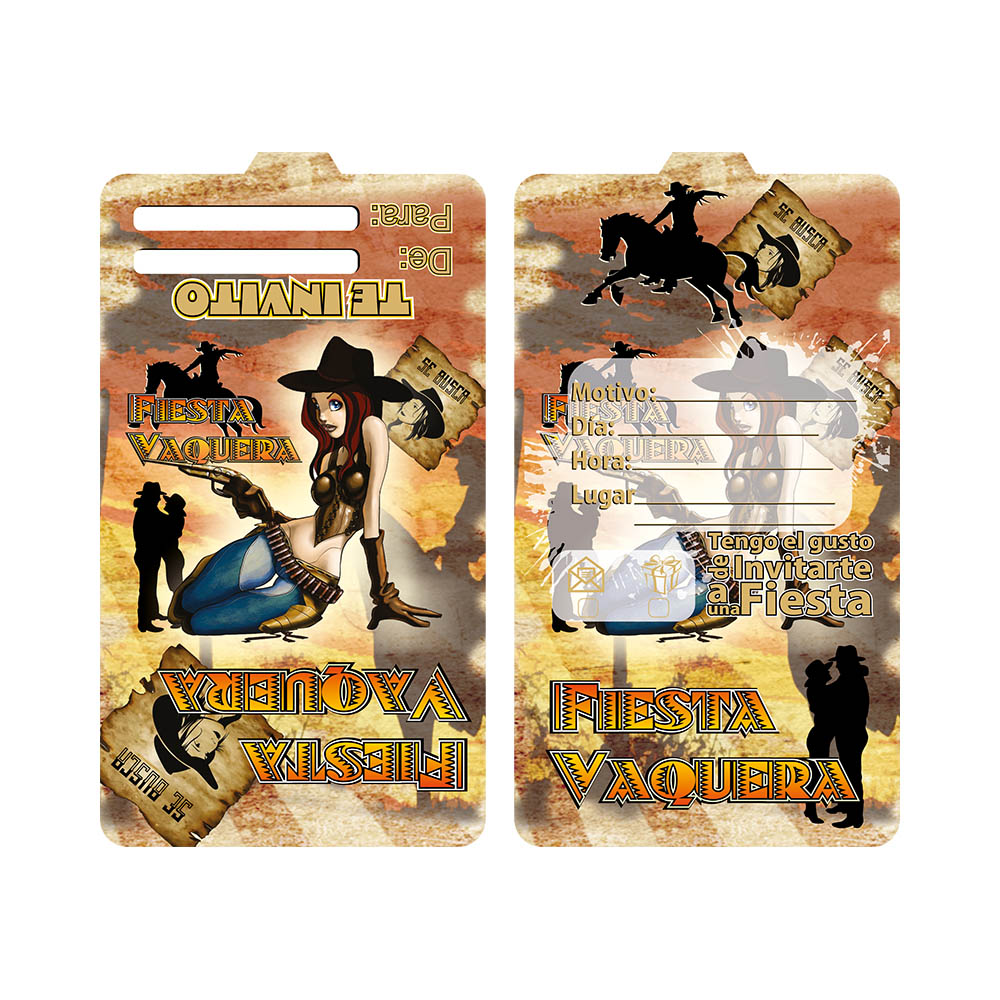 TARJETA TEMATICO X 12 VAQUERO 