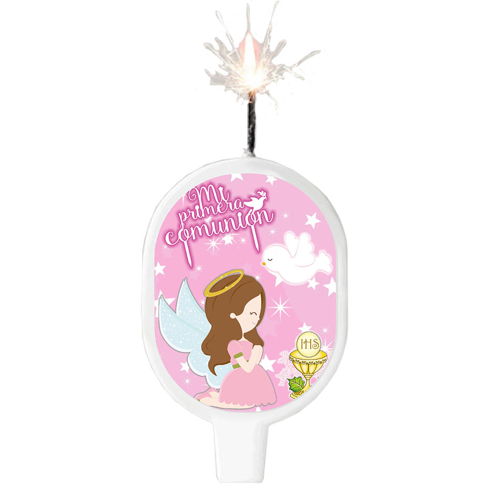 VELA SURTI TEMATICA P/COMUNION ROSADO