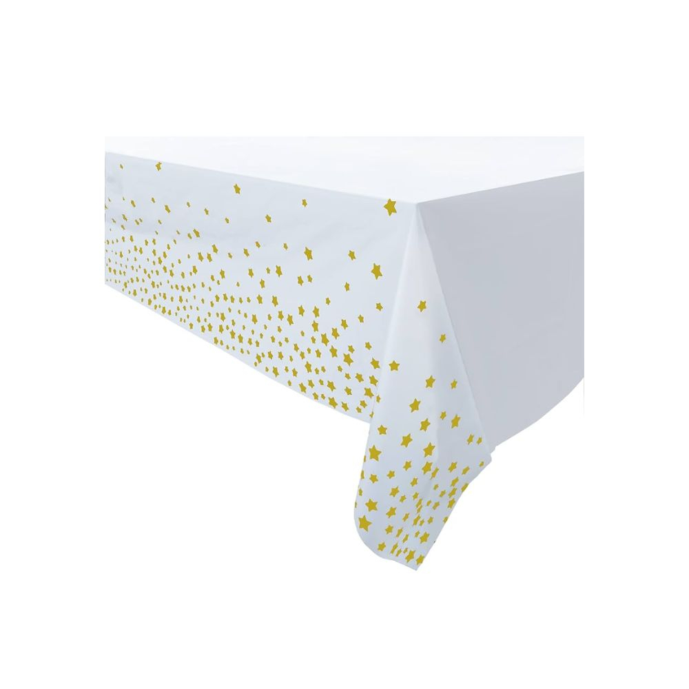 MANTEL METAL ESTRELLAS  BLANCO - DORADO
