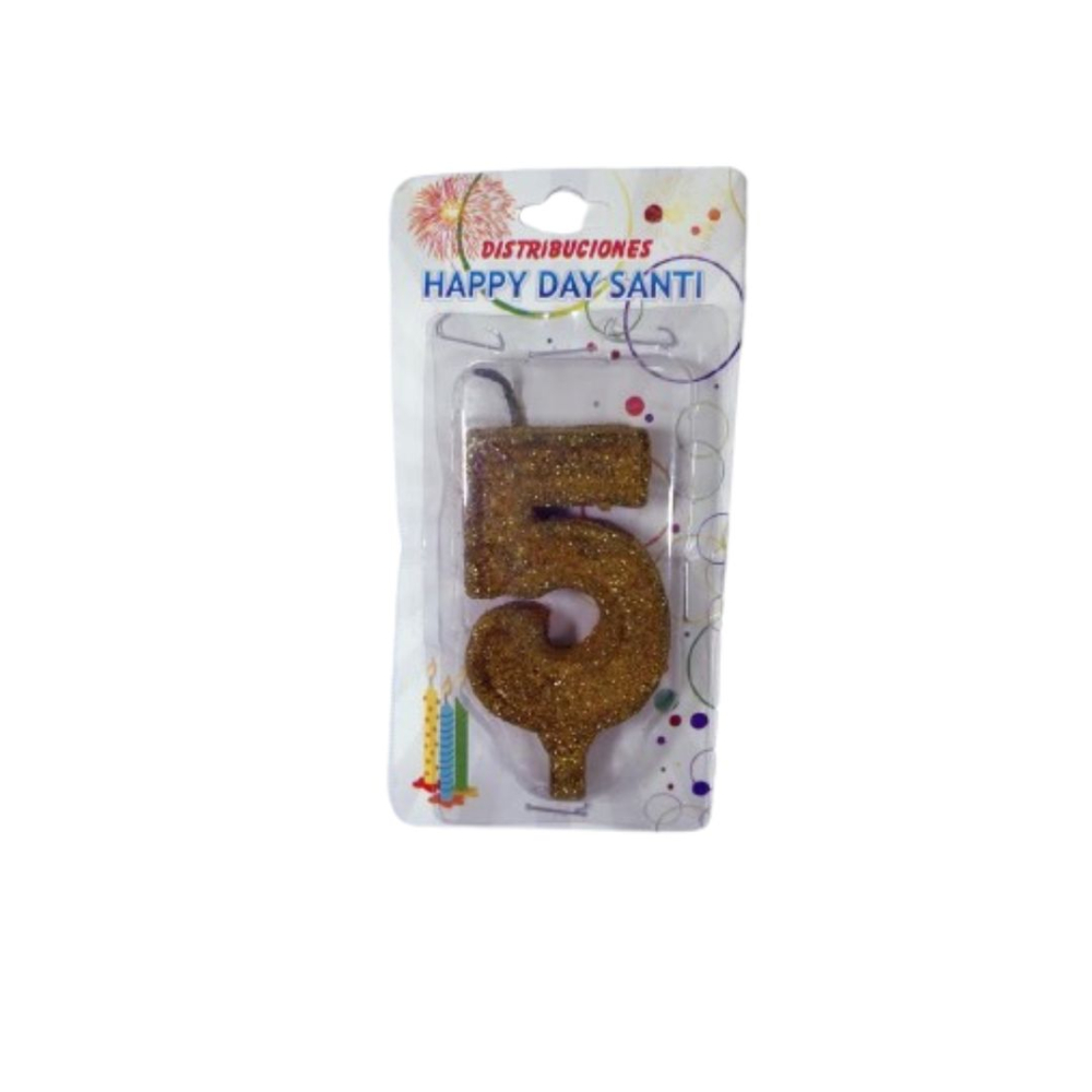 VELA NUMERO GRANDE #5 DORADO