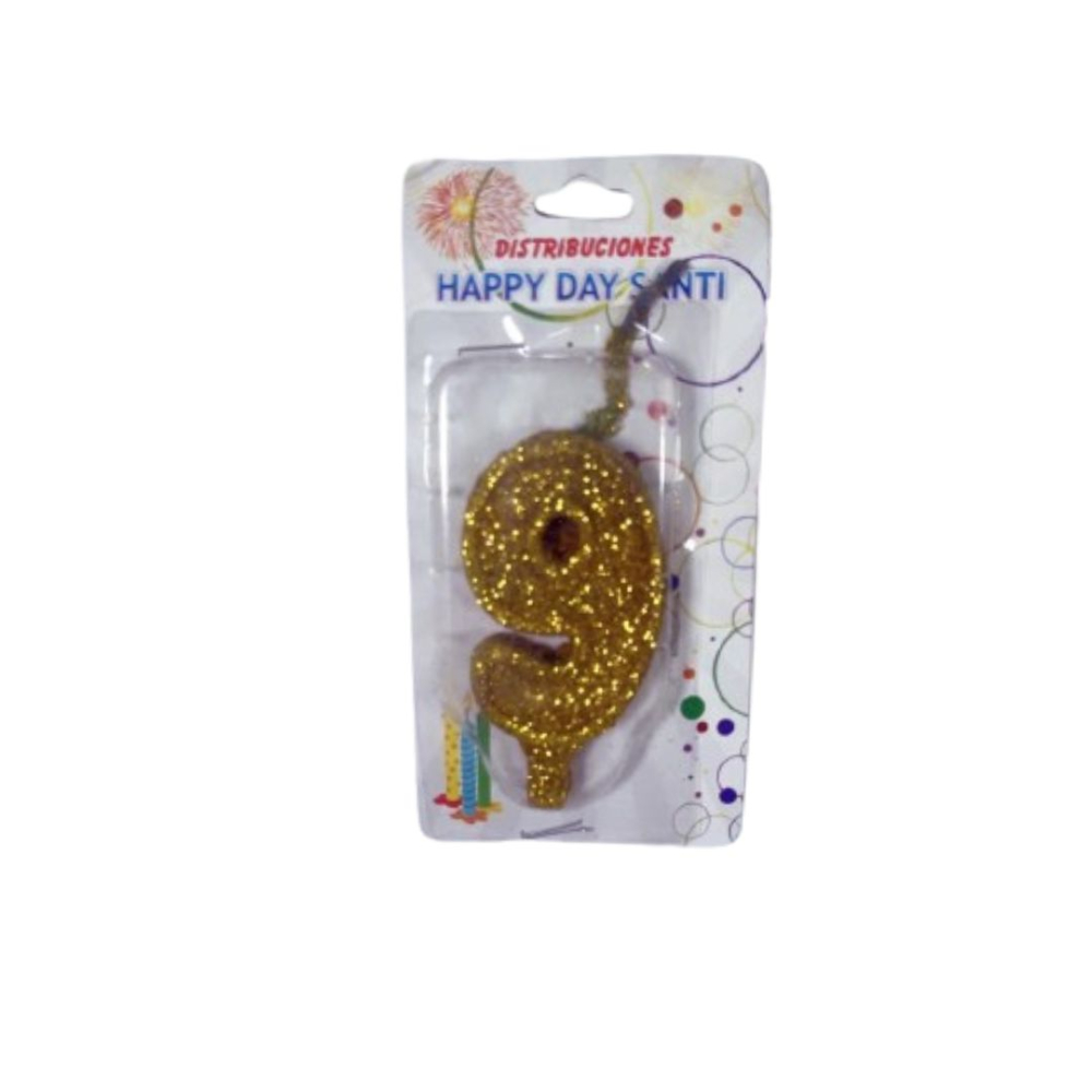 VELA NUMERO GRANDE #9 DORADO