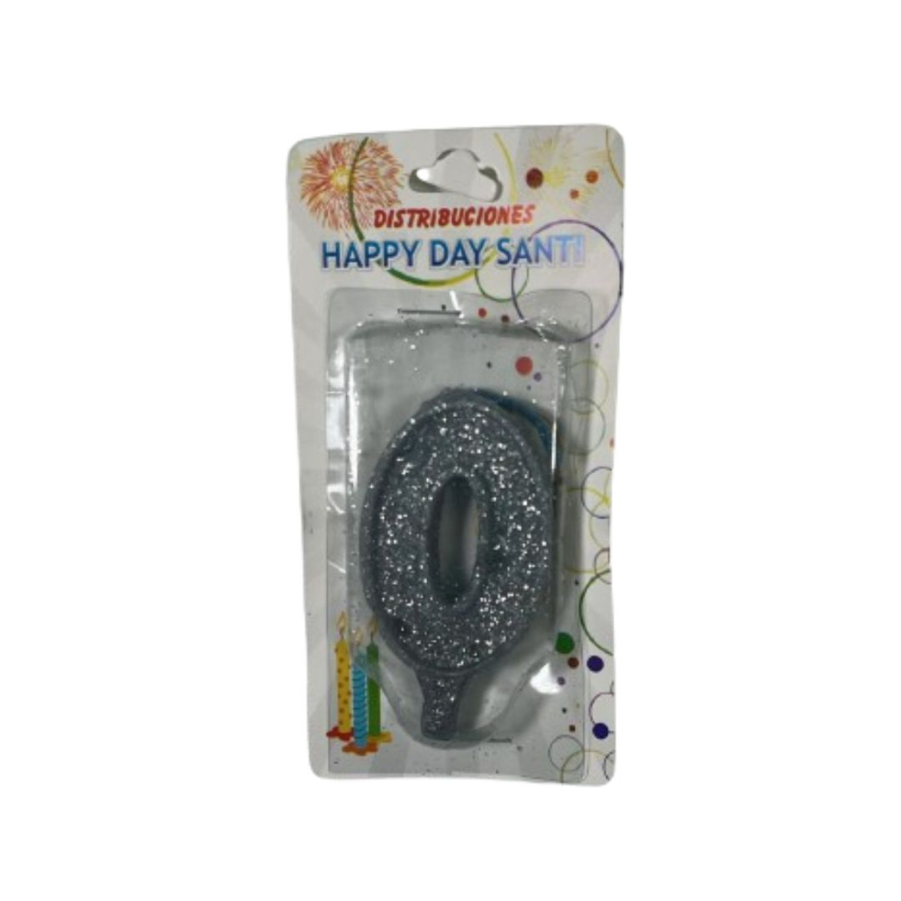 VELA NUMERO GRANDE #0 PLATEADO