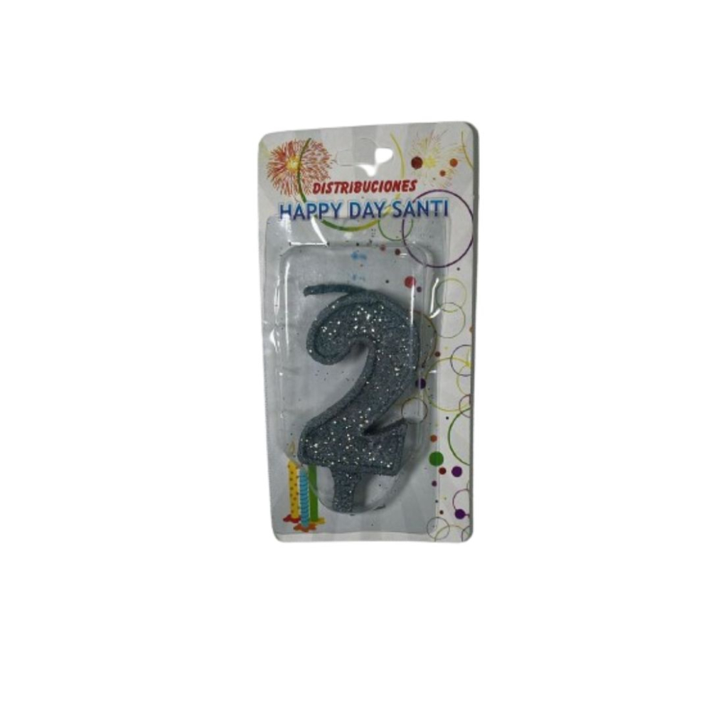 VELA NUMERO GRANDE #2 PLATEADO