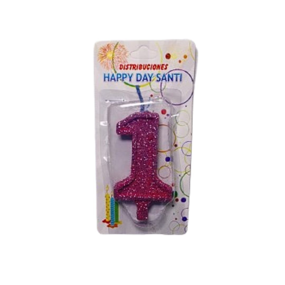 VELA NUMERO GRANDE #1 ROSADO