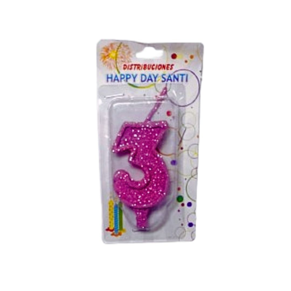 VELA NUMERO GRANDE #3 ROSADO