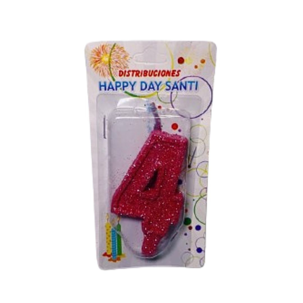 VELA NUMERO GRANDE #4 ROSADO