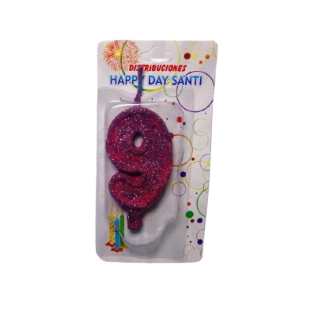 VELA NUMERO GRANDE #9 ROSADO