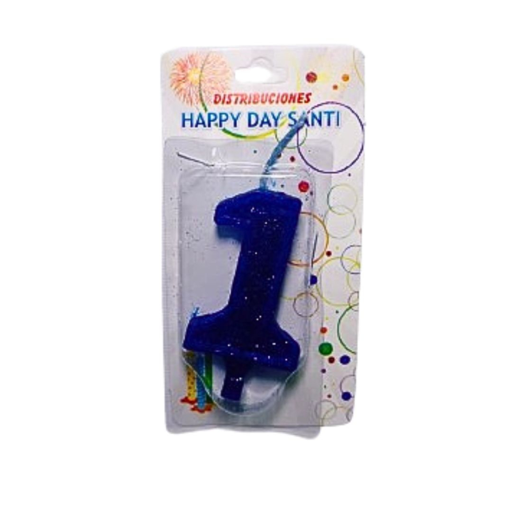 VELA NUMERO GRANDE #1 AZUL REY