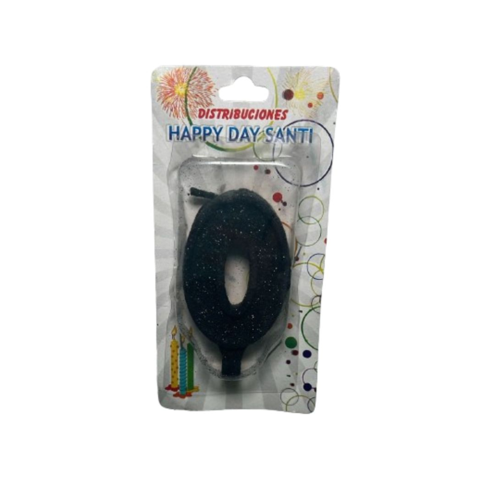 VELA NUMERO GRANDE #0 NEGRO