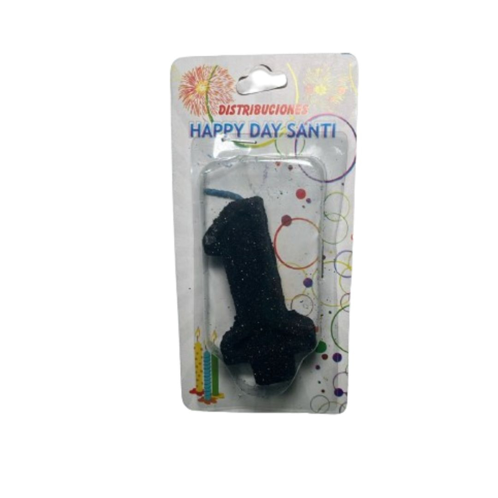 VELA NUMERO GRANDE #1 NEGRO