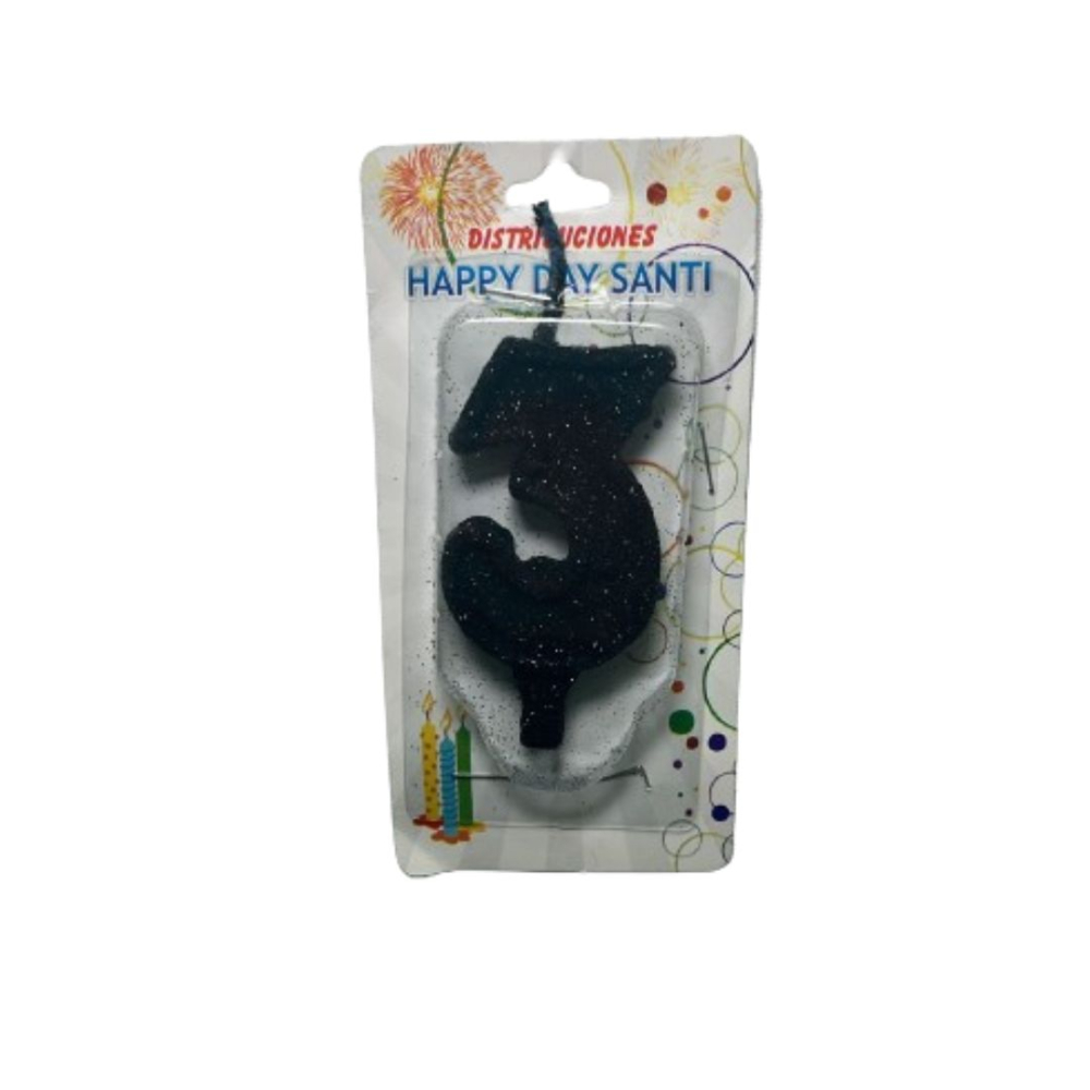 VELA NUMERO GRANDE #3 NEGRO